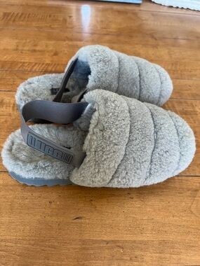 Fuzzy UGGs in Gray with Back Strap